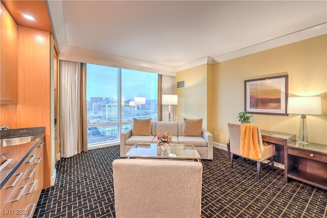 2000 Fashion Show Dr Unit 4105-4106, Las Vegas, NV 89109 - living room featuring recessed lighting and a wall of windows