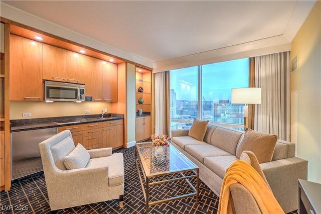 2000 Fashion Show Dr Unit 4105-4106, Las Vegas, NV 89109 - living room with recessed lighting and a view of city