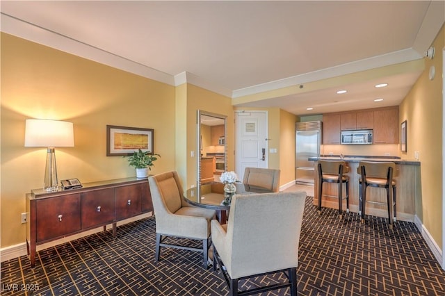 2000 Fashion Show Dr Unit 4105-4106, Las Vegas, NV 89109 - dining area featuring recessed lighting and crown molding