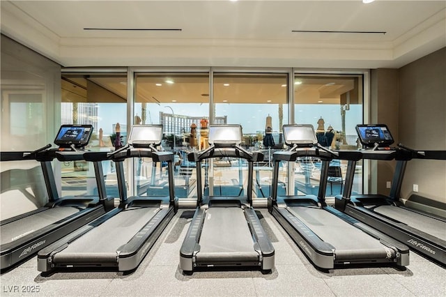 2000 Fashion Show Dr Unit 4105-4106, Las Vegas, NV 89109 - exercise room with crown molding