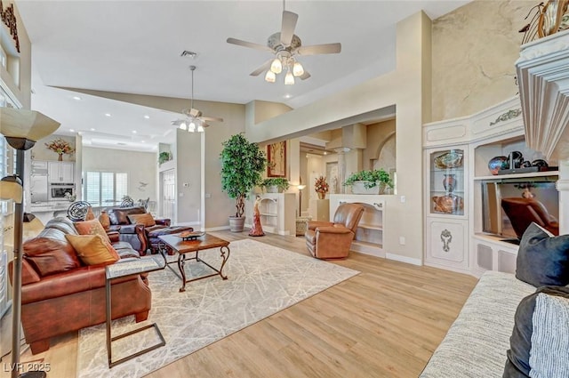 4936 Mountain Foliage Dr, Las Vegas, NV 89148 - living area with ceiling fan, light wood-type flooring, and recessed lighting