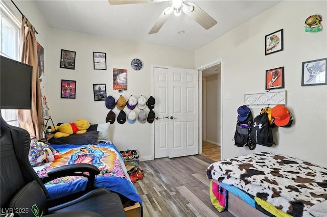 517 5th St, Boulder City, NV 89005 - bedroom featuring wood finished floors and ceiling fan