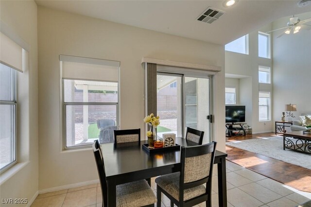 10952 Porto Foxi St, Las Vegas, NV 89141 - dining area with healthy amount of natural light, light tile patterned flooring, and a ceiling fan