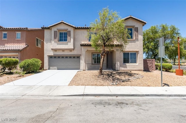 3941 Copper Stone Ct, North Las Vegas, NV 89032 - view of front of house with stucco siding, an attached garage, concrete driveway, and a tiled roof