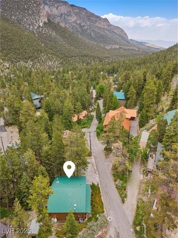 401 Alpine Way, Mount Charleston, NV 89124 - aerial view of property's location featuring a heavily wooded area and mountains
