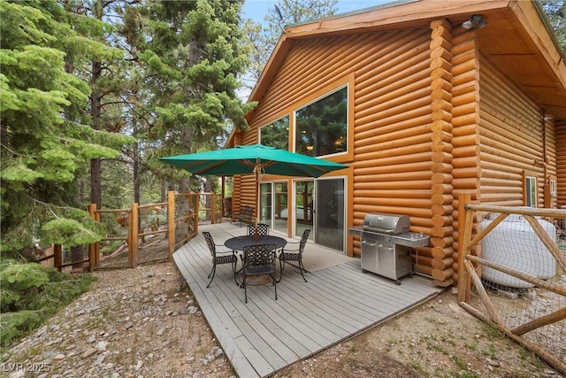 401 Alpine Way, Mount Charleston, NV 89124 - deck featuring a grill and outdoor dining area
