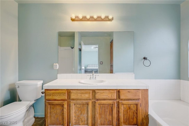 117 Lotus Blossom Ct, Las Vegas, NV 89145 - bathroom with a garden tub and vanity