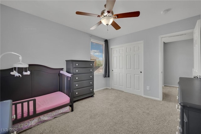 9131 Grand Sunburst Ct, Las Vegas, NV 89149 - carpeted bedroom with a closet and ceiling fan