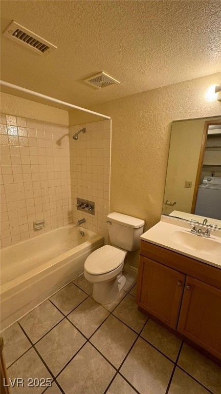3412 Mercury St Unit I, North Las Vegas, NV 89030 - full bathroom with a textured wall, a textured ceiling, washtub / shower combination, vanity, and tile patterned floors