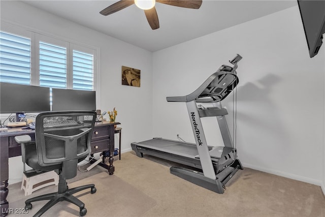 1877 Glory Lily Ct, Las Vegas, NV 89123 - carpeted home office featuring a ceiling fan and baseboards