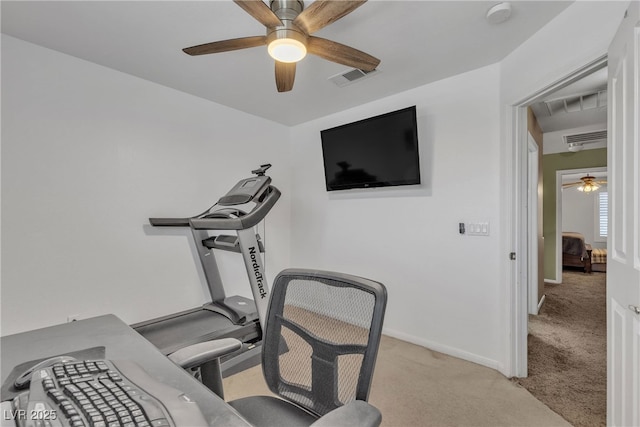 1877 Glory Lily Ct, Las Vegas, NV 89123 - exercise room featuring a ceiling fan and light colored carpet