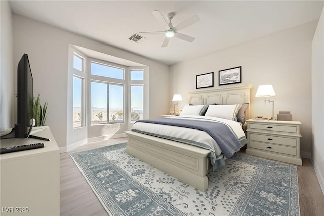 2904 Bow Bridge Dr, Las Vegas, NV 89134 - bedroom with light wood-style floors and a ceiling fan