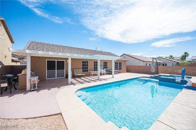 5600 Old Stable Ave, Las Vegas, NV 89131 - view of pool featuring a patio area, a fenced backyard, and a pool with connected hot tub
