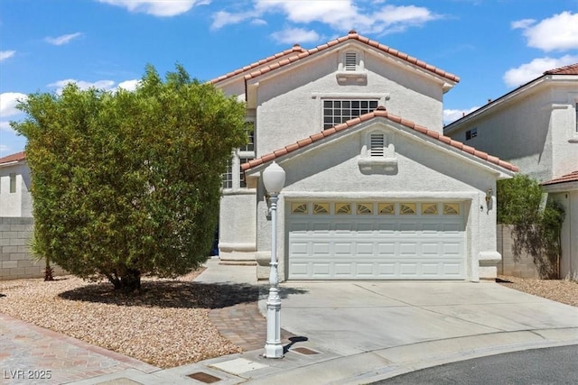 3632 Julia Waldene Ct, Las Vegas, NV 89129 - mediterranean / spanish-style house featuring driveway, a tile roof, and stucco siding