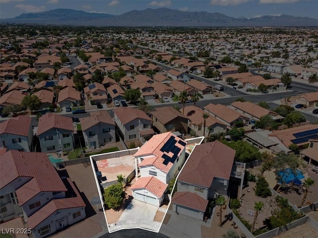 3632 Julia Waldene Ct, Las Vegas, NV 89129 - aerial view of residential area with property parcel outlined and mountains
