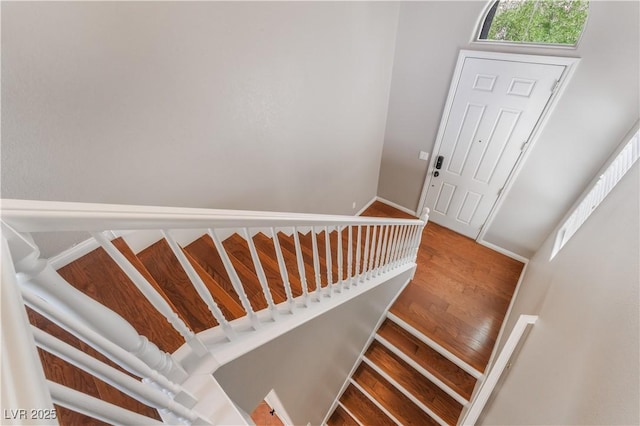11901 Luna Del Mar Ln, Las Vegas, NV 89138 - stairway with wood finished floors and baseboards