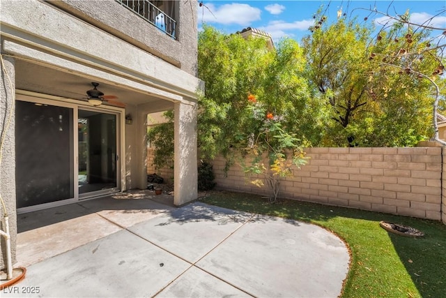 11901 Luna Del Mar Ln, Las Vegas, NV 89138 - fenced backyard featuring a patio area and ceiling fan