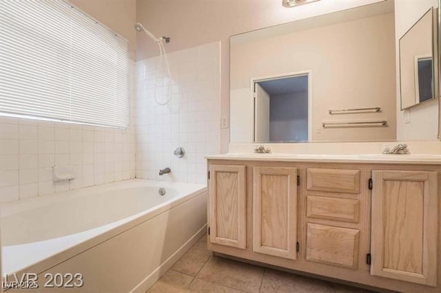 5415 W Harmon Ave Unit 1162, Las Vegas, NV 89103 - bathroom featuring double vanity, tile patterned flooring, and shower / tub combination
