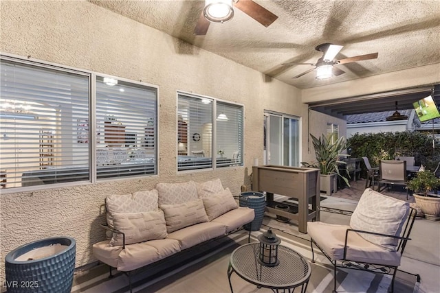6413 White Tiger Ct, Las Vegas, NV 89130 - view of patio featuring an outdoor living space, ceiling fan, and outdoor dining space