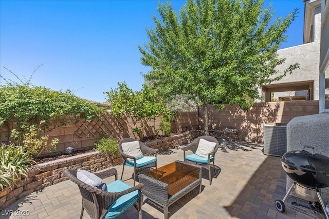 694 Value Ridge Ave, Henderson, NV 89012 - fenced backyard featuring a patio and a grill