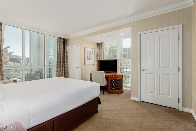 135 E Harmon Ave Unit 2702, Las Vegas, NV 89109 - bedroom with crown molding and light carpet