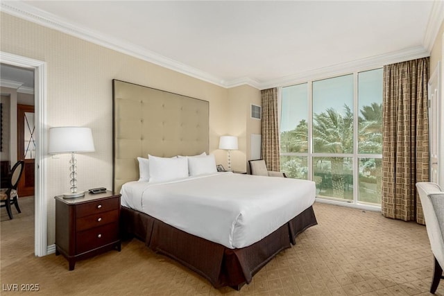135 E Harmon Ave Unit 2702, Las Vegas, NV 89109 - bedroom with light carpet and ornamental molding