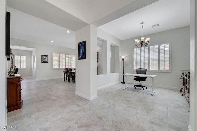 2779 Kindeace Ave, Henderson, NV 89044 - office featuring a chandelier and recessed lighting