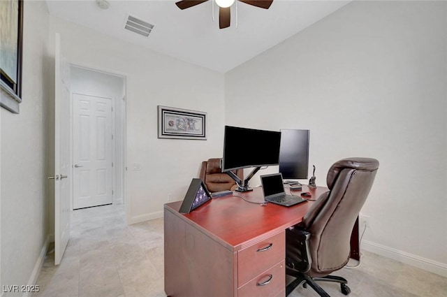 2779 Kindeace Ave, Henderson, NV 89044 - home office with a ceiling fan and baseboards