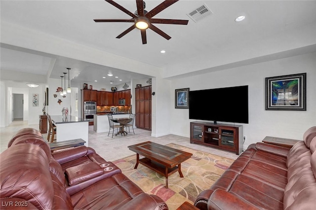 2779 Kindeace Ave, Henderson, NV 89044 - living area with ceiling fan and recessed lighting