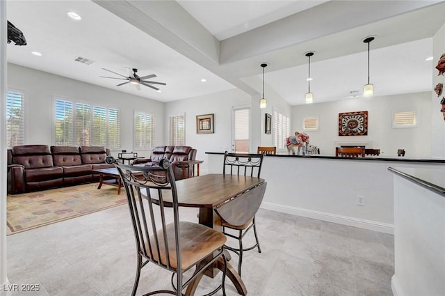 2779 Kindeace Ave, Henderson, NV 89044 - dining area featuring ceiling fan, recessed lighting, and light tile patterned flooring