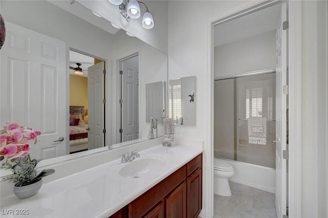 2779 Kindeace Ave, Henderson, NV 89044 - ensuite bathroom featuring vanity and bath / shower combo with glass door