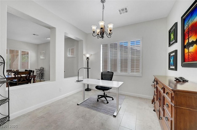 2779 Kindeace Ave, Henderson, NV 89044 - office area featuring a chandelier and light tile patterned flooring