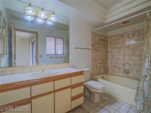 1409 Santa Margarita St Unit G, Las Vegas, NV 89146 - bathroom with tile patterned flooring, vanity, and shower / bath combination with curtain