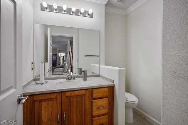 9357 Golden Timber Ln, Las Vegas, NV 89117 - bathroom featuring ornamental molding, vanity, and tile patterned floors