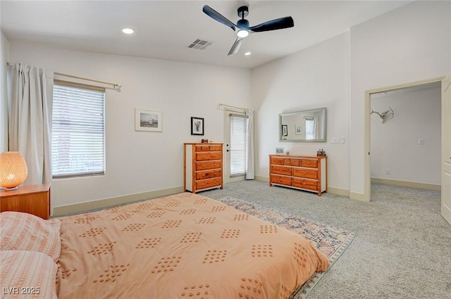 189 Andada Dr, Henderson, NV 89012 - carpeted bedroom featuring recessed lighting, a ceiling fan, and vaulted ceiling