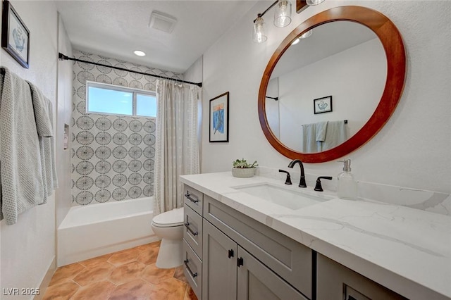 189 Andada Dr, Henderson, NV 89012 - full bathroom with vanity, shower / bath combination with curtain, and tile patterned flooring