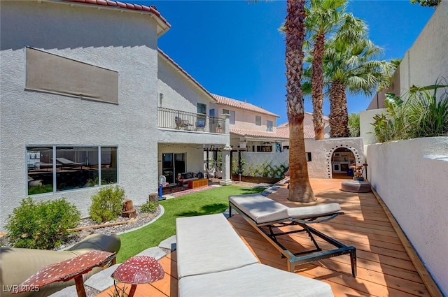 189 Andada Dr, Henderson, NV 89012 - wooden deck featuring an outdoor hangout area and a patio area