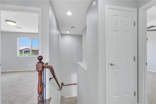 6678 Crystal Run Ln, Las Vegas, NV 89122 - hall with an upstairs landing, carpet, and recessed lighting