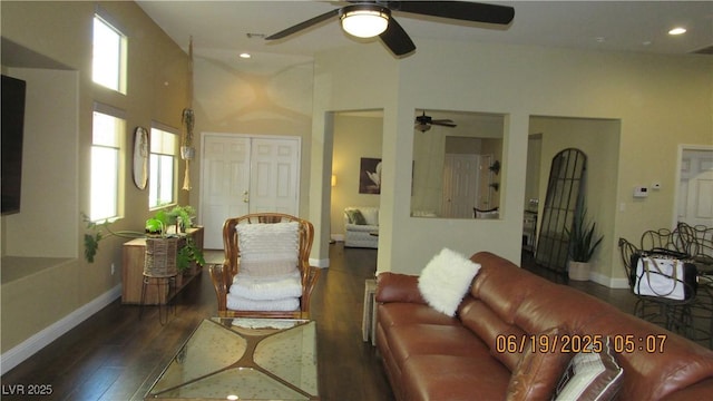 1504 Andrew David Ave, North Las Vegas, NV 89086 - living room with ceiling fan, dark wood-type flooring, and recessed lighting