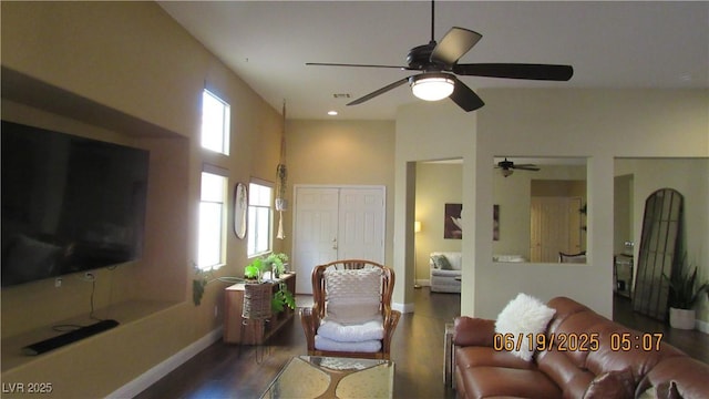 1504 Andrew David Ave, North Las Vegas, NV 89086 - living area with ceiling fan, wood finished floors, and recessed lighting