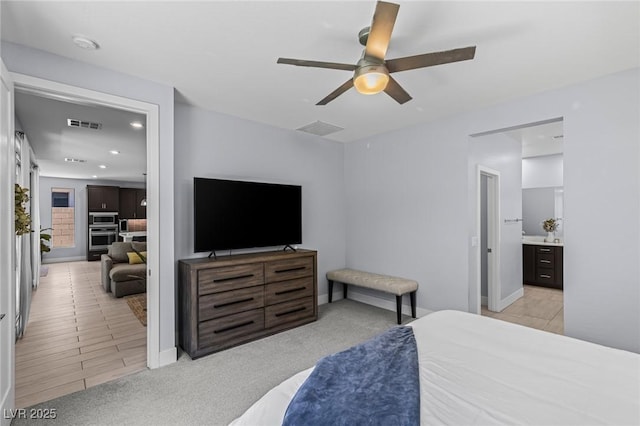 9785 Granite Mesa St, Las Vegas, NV 89141 - bedroom with recessed lighting, ceiling fan, and ensuite bathroom