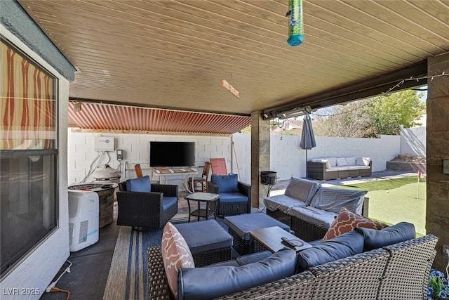 9100 Shelter Cove Ct, Las Vegas, NV 89117 - fenced backyard featuring an outdoor hangout area