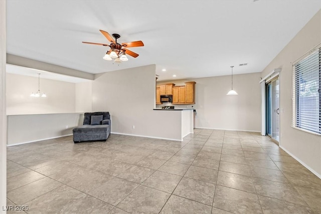 3720 Tack St, Las Vegas, NV 89122 - unfurnished room with a ceiling fan, light tile patterned floors, recessed lighting, and a chandelier