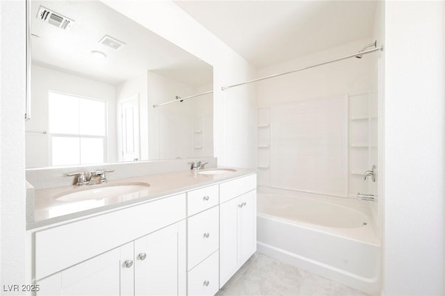3240 Avernus Ave, Henderson, NV 89044 - bathroom featuring double vanity,  shower combination, and tile patterned flooring