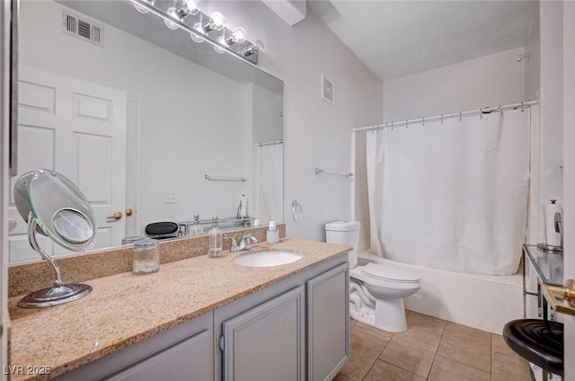 9975 Peace Way Unit 1024, Las Vegas, NV 89147 - bathroom with vanity, tile patterned flooring, and shower / bath combo with shower curtain