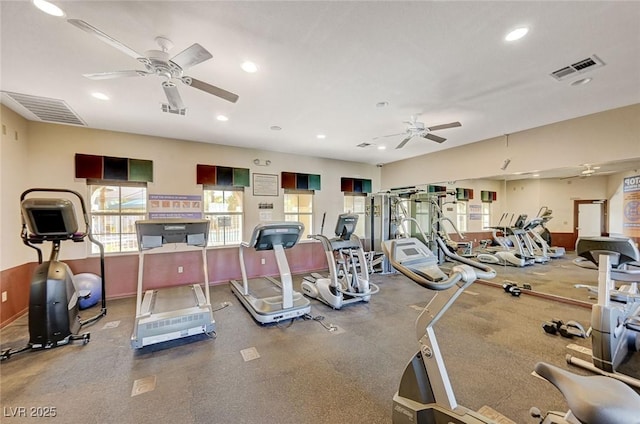 9975 Peace Way Unit 1024, Las Vegas, NV 89147 - gym with ceiling fan and recessed lighting