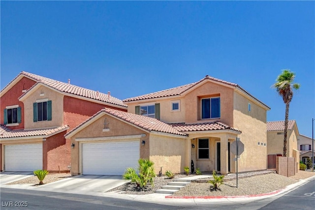 5516 Tantalum Ln, Las Vegas, NV 89122 - view of front of home with stucco siding, a tile roof, concrete driveway, and a garage
