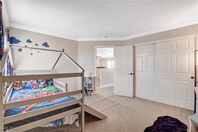 5516 Tantalum Ln, Las Vegas, NV 89122 - bedroom with carpet flooring, crown molding, and a closet