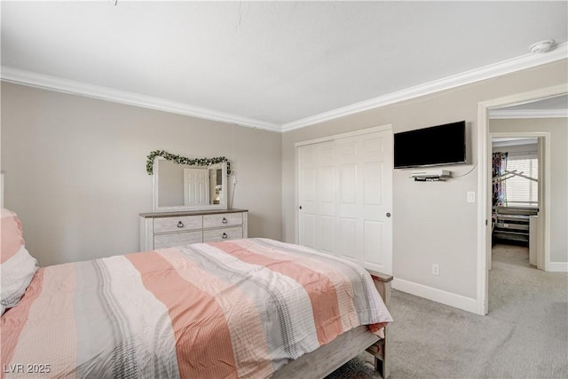 5516 Tantalum Ln, Las Vegas, NV 89122 - bedroom featuring ornamental molding, light colored carpet, and a closet