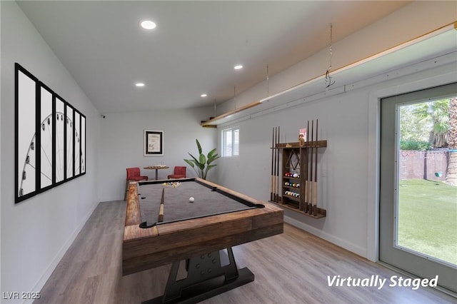 3708 Lorraine Ln, Las Vegas, NV 89120 - rec room featuring wood finished floors, billiards, and recessed lighting